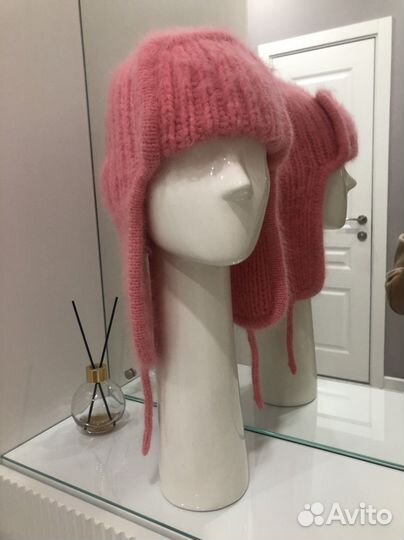 Шапка ушанка вязанная