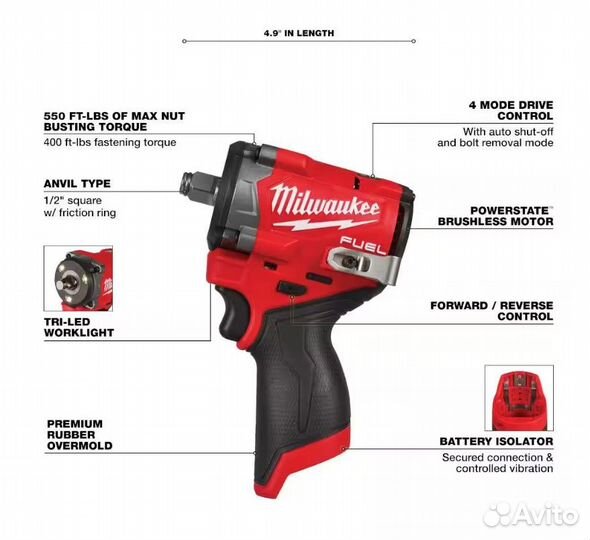 Гайковерт Milwaukee 2563-20 М12 Fuel 1/2