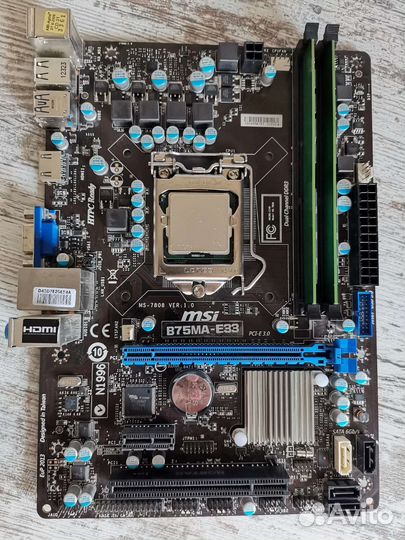 Мат. плата MSI B75MA-E33 + цп i5 2500 + 8 Гб DDR3