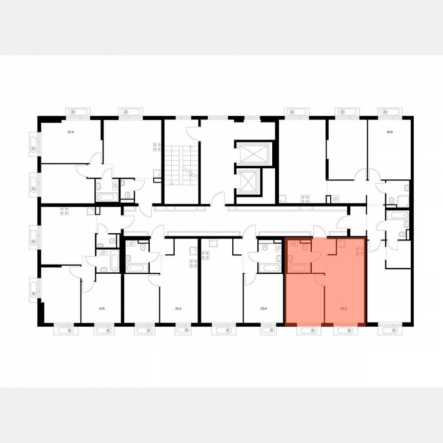 1-к. квартира, 34,3 м², 13/15 эт.