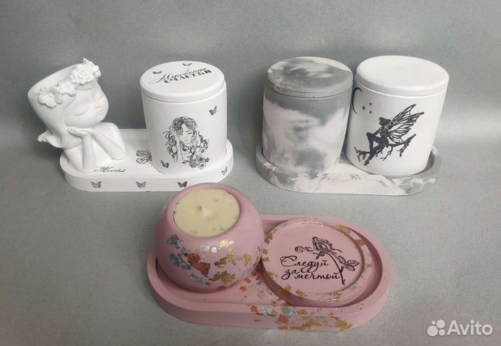 Фигурки из гипса, свечи