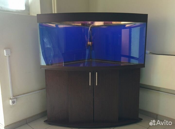 Аквариум 310л угловой полукруглый фильтр свет тумб