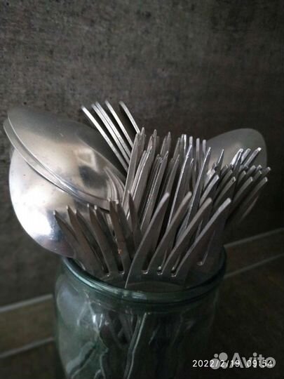 Ложки вилки латунь эмаль дерево алюми