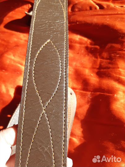 Мужской кожаный ремень коричневый офицерский