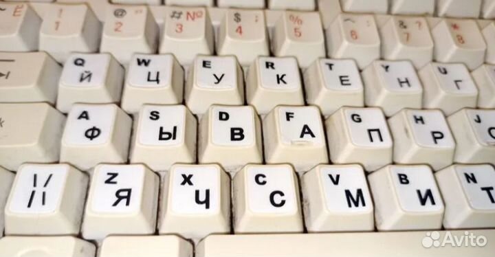 Наклейка на клавиатуру, белая, ru/en букв