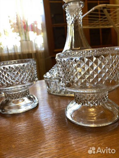 Графин с бокалами из богемского хрусталя