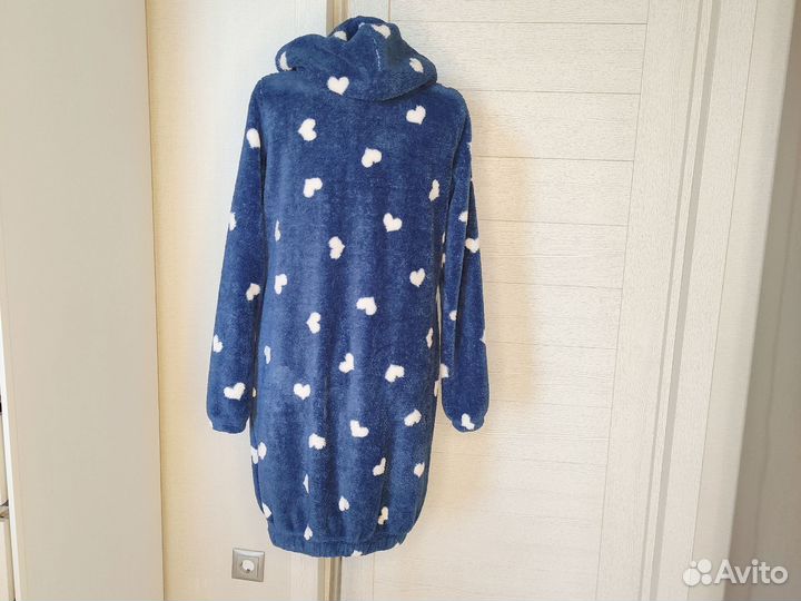 Халат женский тёплый, банный с капюшоном, р 46