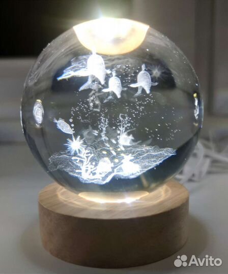 Светильник ночник 3D Стеклянные шары декор