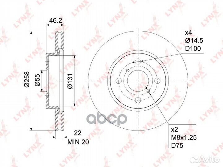 Диск тормозной перед BN1164 lynxauto