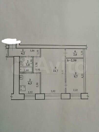 2-к. квартира, 44,5 м², 2/5 эт.