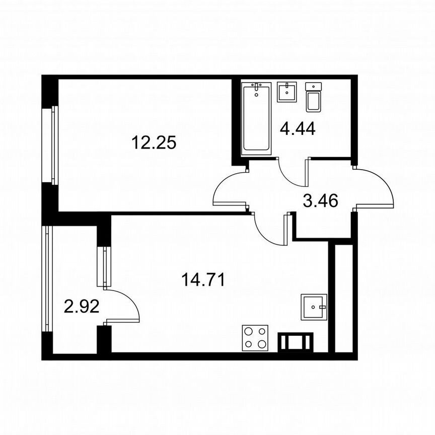 1-к. квартира, 36,3 м², 9/9 эт.