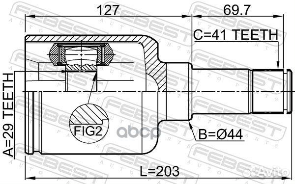 Шрус внутренний левый 29x44x41 ford explorer TU