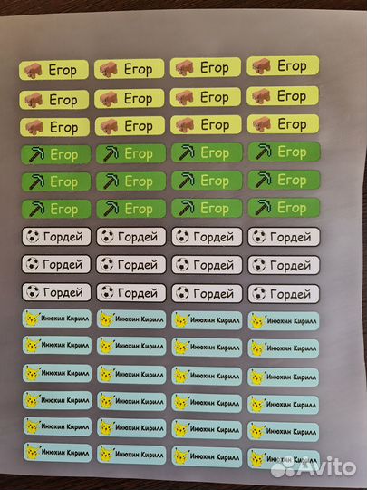 Термонаклейки на одежду именные
