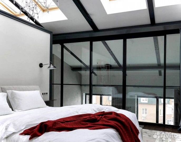 Раздвижная перегородка с матовым стеклом