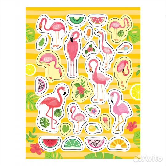 100 наклеек. Фламинго