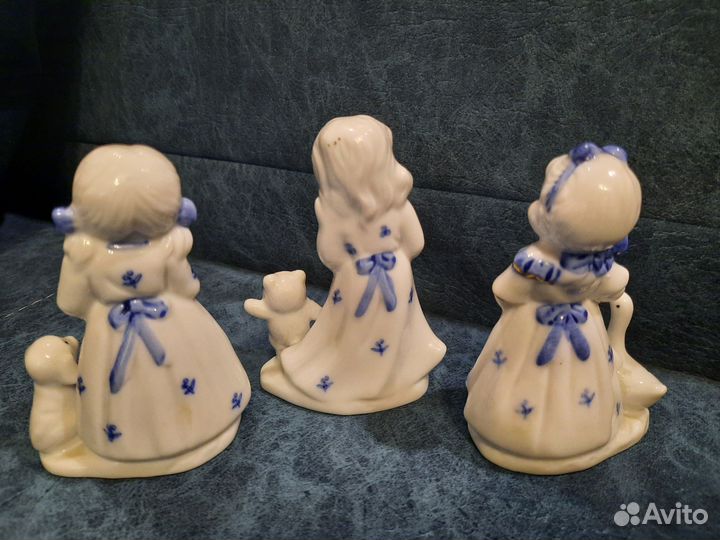 Статуэтки девочки с животными, фарфор, СССР