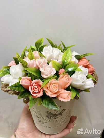 Букет роз из мыла ручная работа