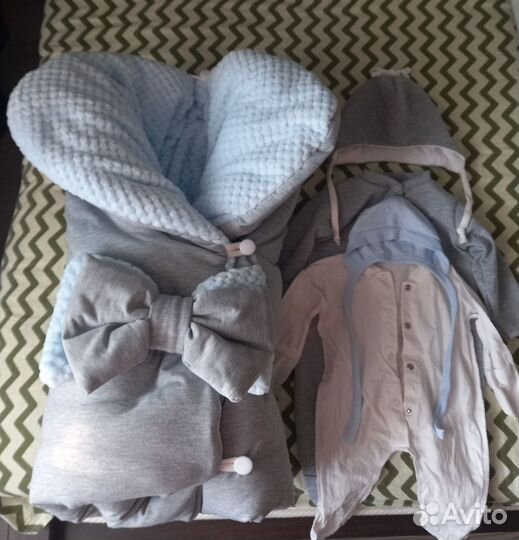 Конверт на выписку для мальчика зимний почти новый