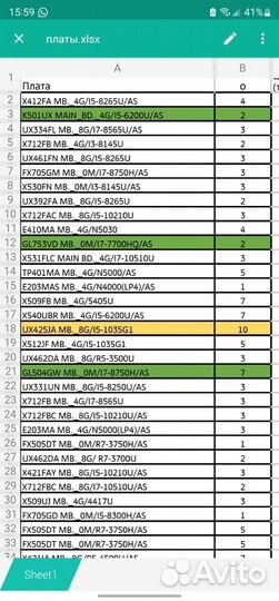Материнские платы для ноутбуков Asus