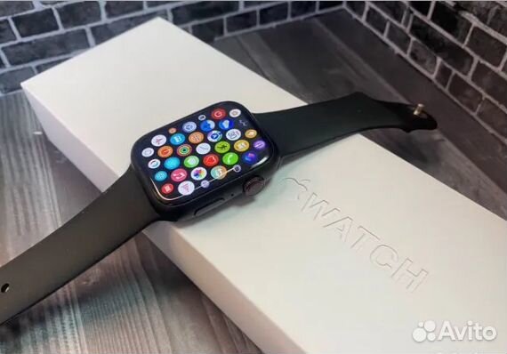 Смарт часы Apple Watch 8 с яблоком оpиг коробка