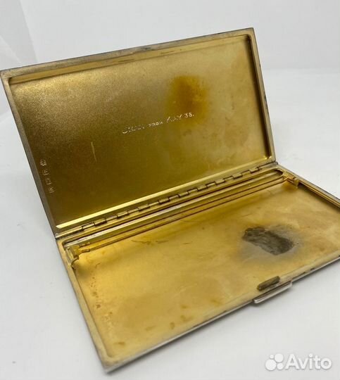 Портсигар серебро. Золочение