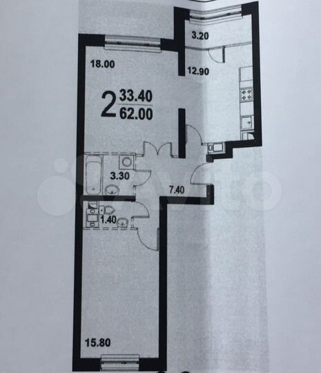 2-к. квартира, 62,7 м², 15/17 эт.