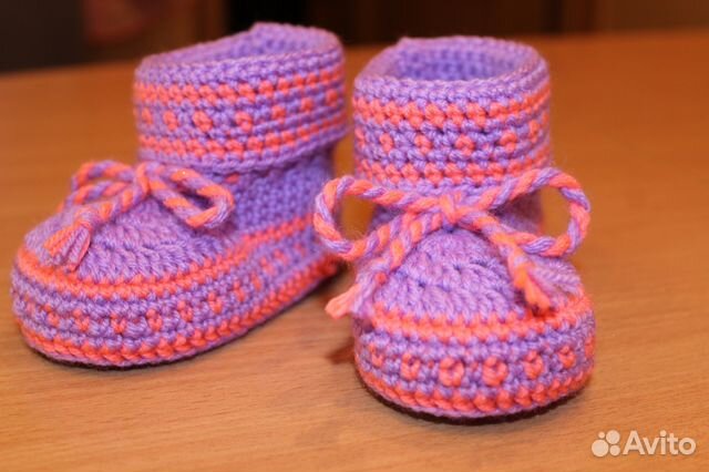 Пинетки вязаные с отворотом