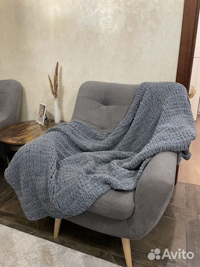 Плед из alize puffy серый 200х100