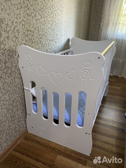 Детская кровать с ящиком и матрац