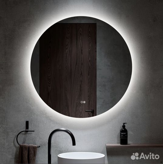 Круглое зеркало 90 см с подсветкой и обогревом