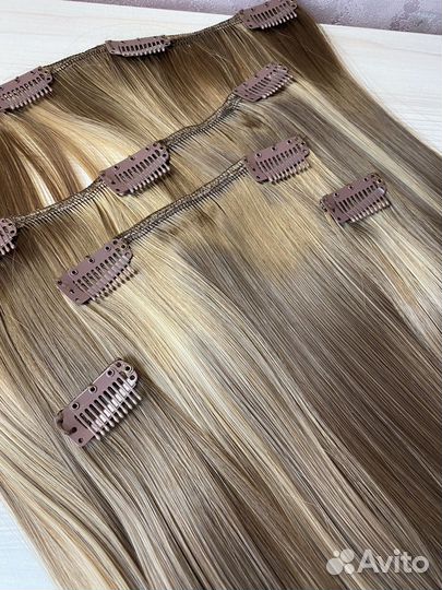 Накладные волосы на заколках 50 см