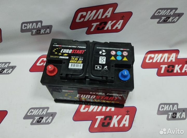 Аккумулятор Eurostart 75ач прямой(сам)