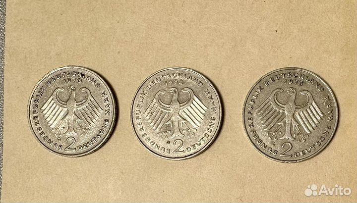 Монета 2 немецких марки фрг