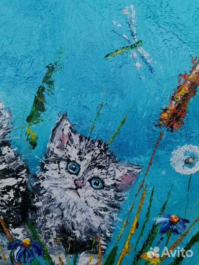 Картина маслом котята