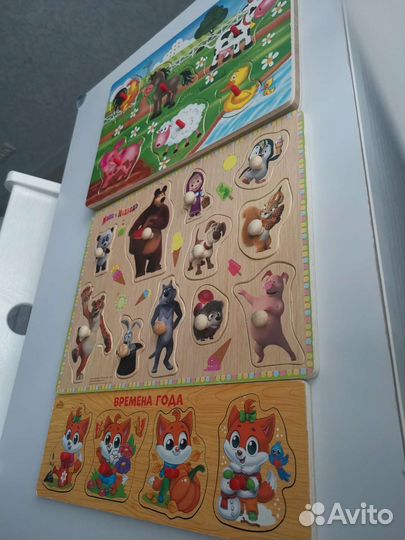 Деревянные пазлы вкладыши пакетом с музыкой