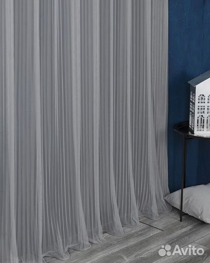 Тюль Плиссе Серый