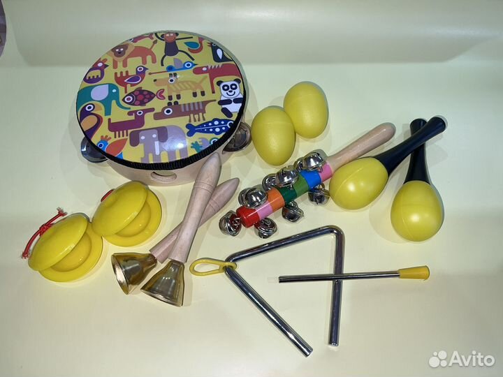 Набор новых детских музыкальных инструментов 11шт