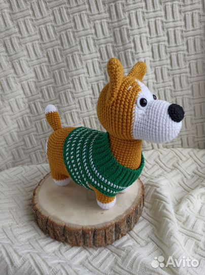 Корги - вязаная игрушка, собака