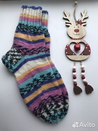 Носки ручной вязки шерстяные