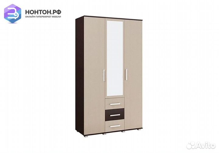 Шкаф Белла 3-х створчатый дуб беленый / венге