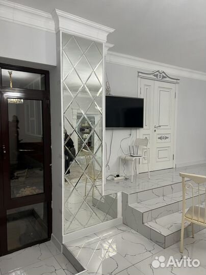 Зеркальные часы/панно/ромбики/ с фацетом