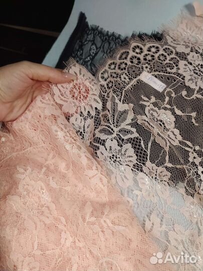 Кружево полотно, цвет нежный персик, 3 метра