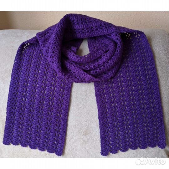 Новый ажурный фиолетовый шарф палантин шерстяной
