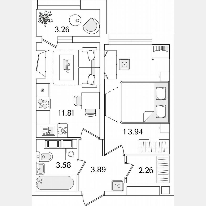 1-к. квартира, 37,1 м², 13/22 эт.