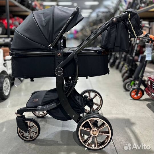 Коляска 3в1 новая трансформер (Кожа black)