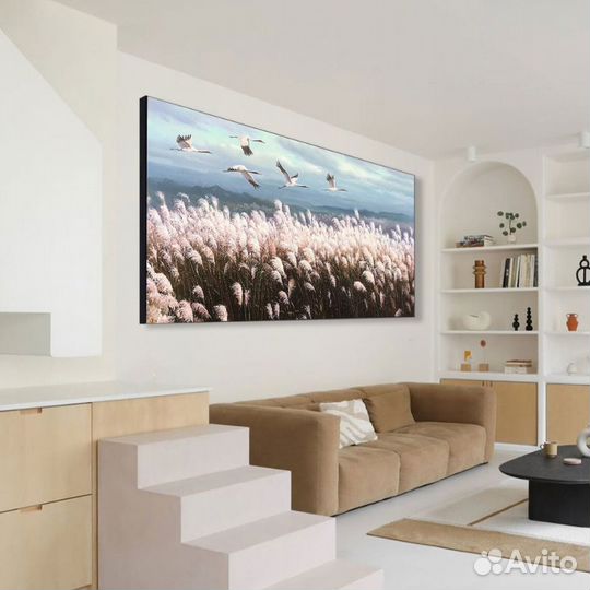 Большая картина маслом аисты