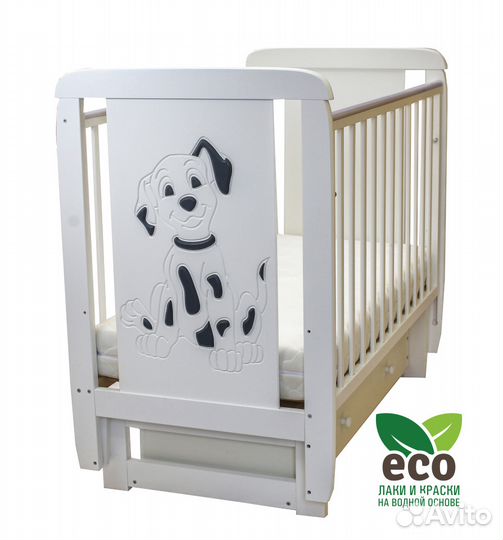 Детская кроватка 04 Дружок 3D (белая)