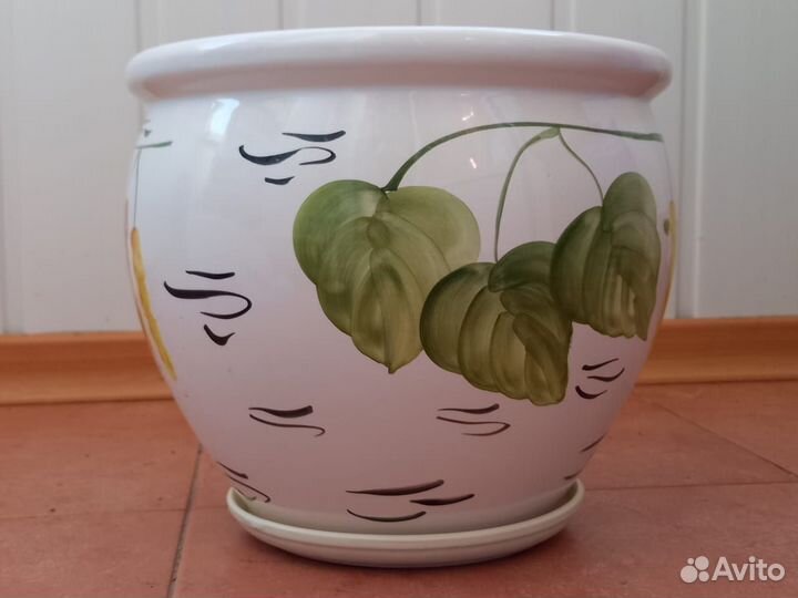 Горшок цветочный, большой, керамический, б/у