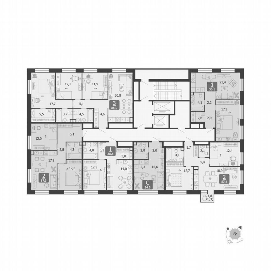 1-к. квартира, 38,6 м², 18/19 эт.