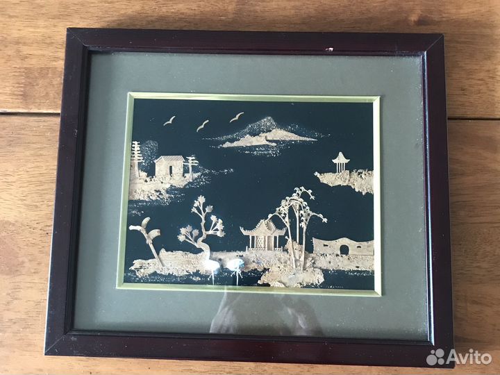 Декоративный коллаж из пробки и бумаги